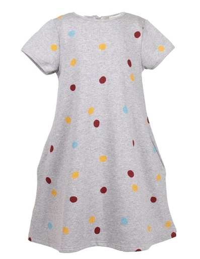 [KGDR008-110TRI] Vestito bambina &quot;Minime&quot; cotone organico GOTS a pois colorati
