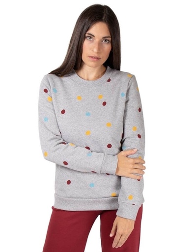 [WMSW003-110TRI] Damen Sweater &quot;Dori&quot; aus Bio-Baumwolle mit bunter Fantasie