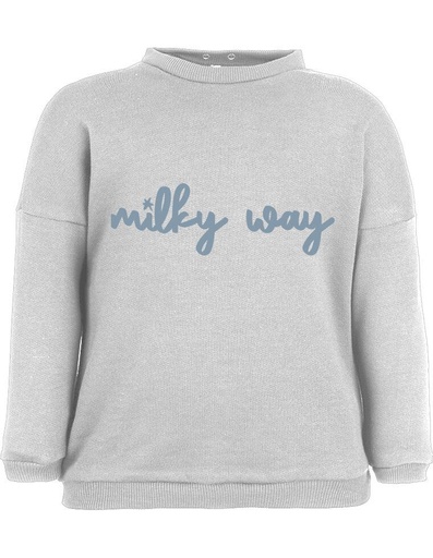[BNSW002-110MIL-FW22] Felpa Suli in Cotone Organico - color grigio con stampa &quot;Milky Way&quot;