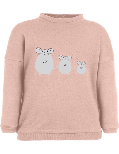 [BGSW002-130TOP-FW22] Suli Sweatshirt aus Bio-Baumwolle - rosa mit Mäusen bedruckt