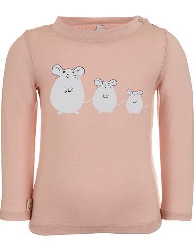 [BGTS002-130TOP-FW22] Aura T-shirt in Eucalyptus fibre - pink with little mice print