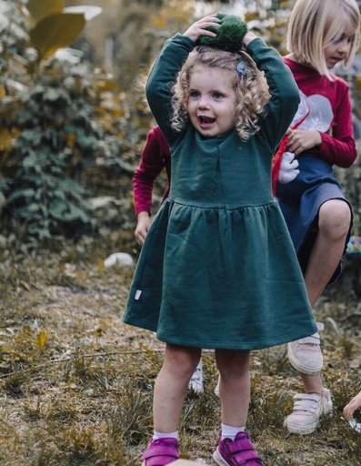 [KGDR007-541000-FW22] Ilvy Kleid aus Bio-Baumwolle - dunkelgrün