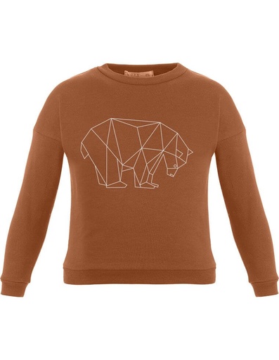 [KNSW002-114ORS-FW22] Suli Sweatshirt in Organic Cotton - copper with bear print