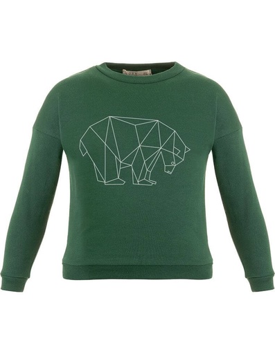 [KNSW002-541ORS-FW22] Suli Sweatshirt aus Bio-Baumwolle - dunkelgrün mit Bärenaufdruck