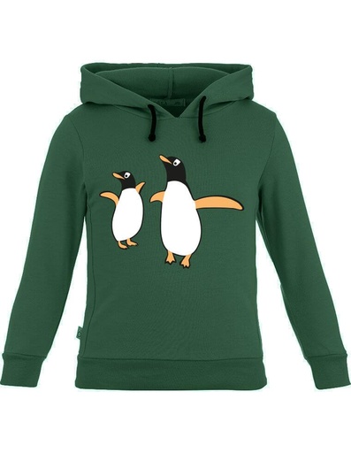 [KBSW003-541PIN-FW22] Ivo Sweatshirt in Organic Cotton - dark green with penguins print