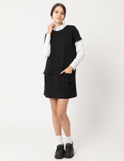 [WMDR027-010000-FW23] Marion Dress in Beechwood Fibre - black