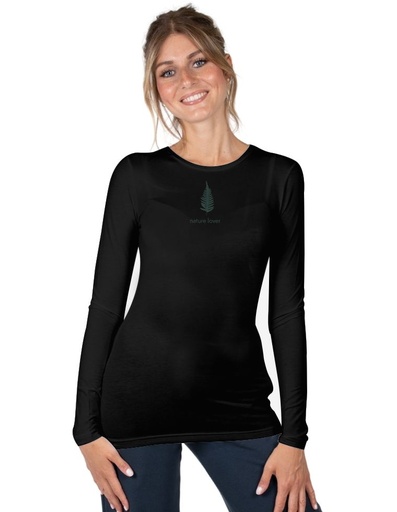 [WMTS015-010LOV-FW22] Matri T-Shirt aus Eukalyptusfasern - schwarz mit &quot;Nature Lover&quot; Aufdruck