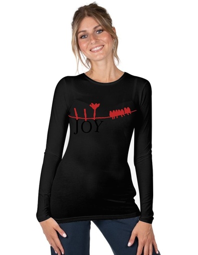 [WMTS015-010JOY-FW22] Matri T-shirt in Eucalyptus fibre - black with &quot;Joy&quot; print