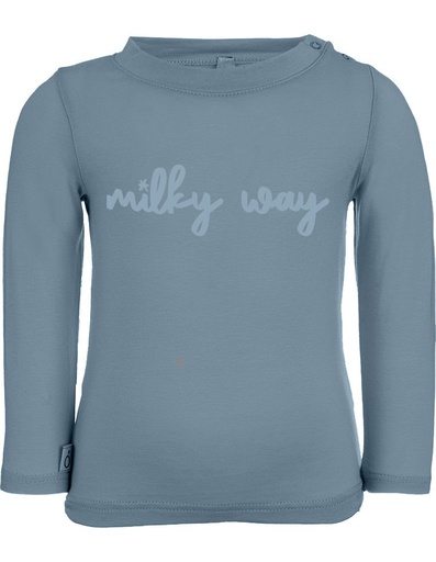 [BNTS002-401MIL-FW22] T-shirt Aura in Fibra di Eucalipto - color azzurro con stampa &quot;Milky Way&quot;