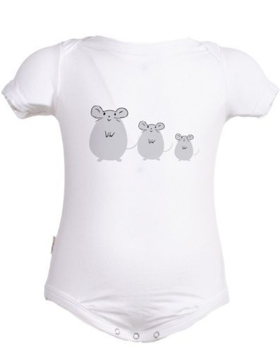 [BNBD002-020TOP-SS23] Cora Eucalyptus Fibre Bodysuit - White with Mouse Print