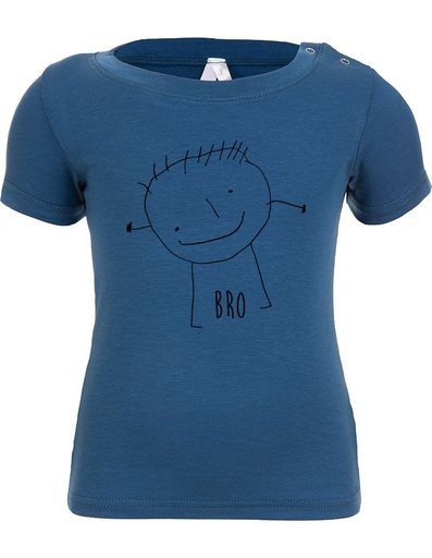 [BNTS001-034BRO-SS23] Alex Eucalyptus Fibre T-Shirt - blue with &quot;bro&quot; print