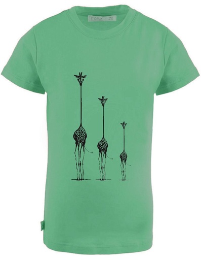 [KBTS005-632GGG-SS23] T-shirt Ben in Fibra di Eucalipto - verde con giraffe