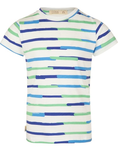 [KBTS005-174LIN-SS23] Ben T-shirt in Eucalyptus fibre - blue and green stripes