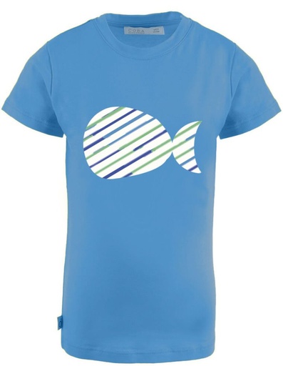 [KBTS005-139FIS-SS23] T-shirt Ben in Fibra di Eucalipto - blu con pesciolino
