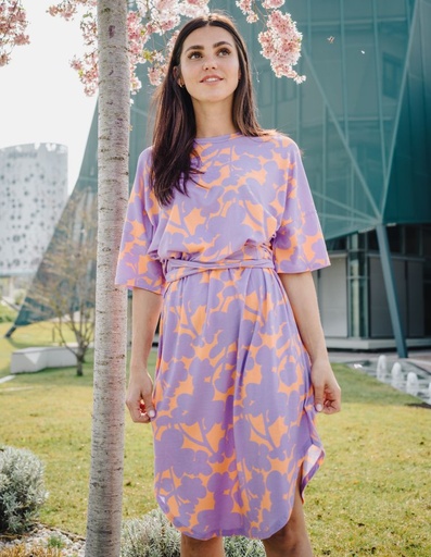 [WMDR030-161LAV-SS23] Vestito Darietta in Fibra di Eucalipto - stampa floreale