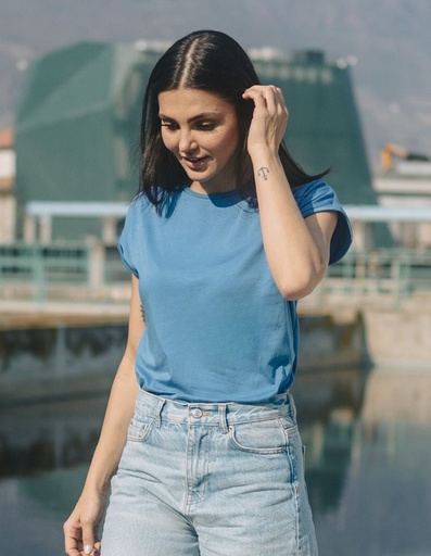 [WMTS005-139000-SS23] Laura T-Shirt aus Eukalyptusfaser - Hellblau