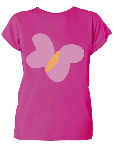 [KGTS005-203BUT-SS23] Laura Eucalyptus Fiber T-shirt - fuchsia with butterfly print