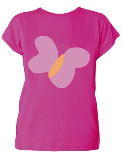 [KGTS005-203BUT-SS23] T-shirt Laura in Fibra di Eucalipto - color fuchsia con stampa farfalla
