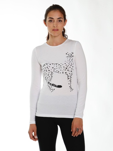 [WMTS015S020AW19CHE] Eukalyptus T-Shirt Matri - weiss mit Gepard