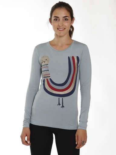 [WMTS015P305AW19GAL] T-Shirt ecosostenibile Matri - grigia stampa colorata