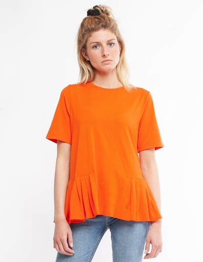 [WMTS018P563SS20000] T-Shirt Naturale Flora con Plissé