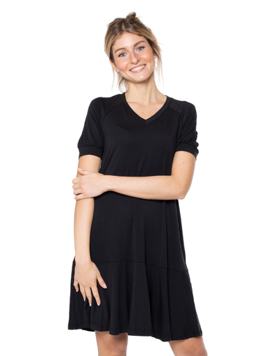 [WMDR014P010SS19000] Organic Dress Eucalyptus Clara - black 