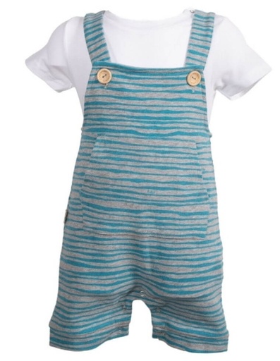 [BBOA003-305STR] Organic Cotton striped Overall Mausi