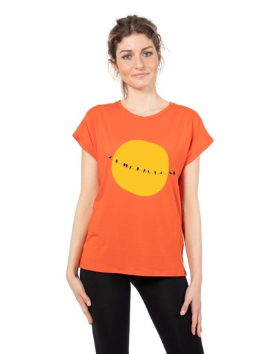 [WMTS005-156UCC] Laura T-Shirt Naturale - uccellini