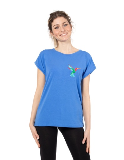 [WMTS005-404COL] Laura T-Shirt in Tencel - colibrì