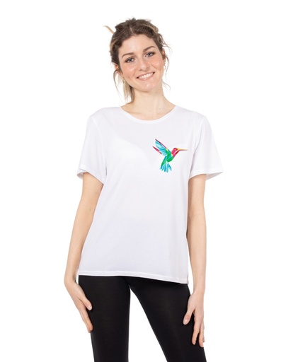 [WMTS020-020COL] Nora T-Shirt Ecosostenibile - colibrì