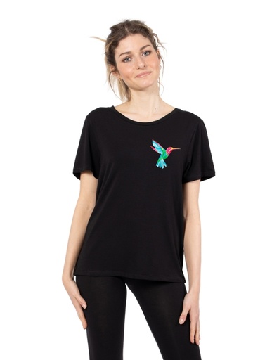 [WMTS020-010COL] Nora T-Shirt Eucalipto - colibrì