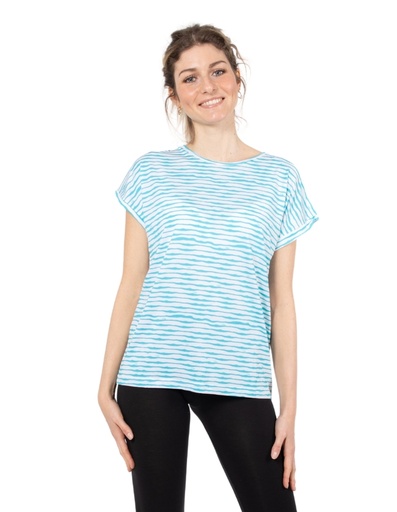 [WMTS005-472STR] Gestreiftes Tencel T-Shirt Laura